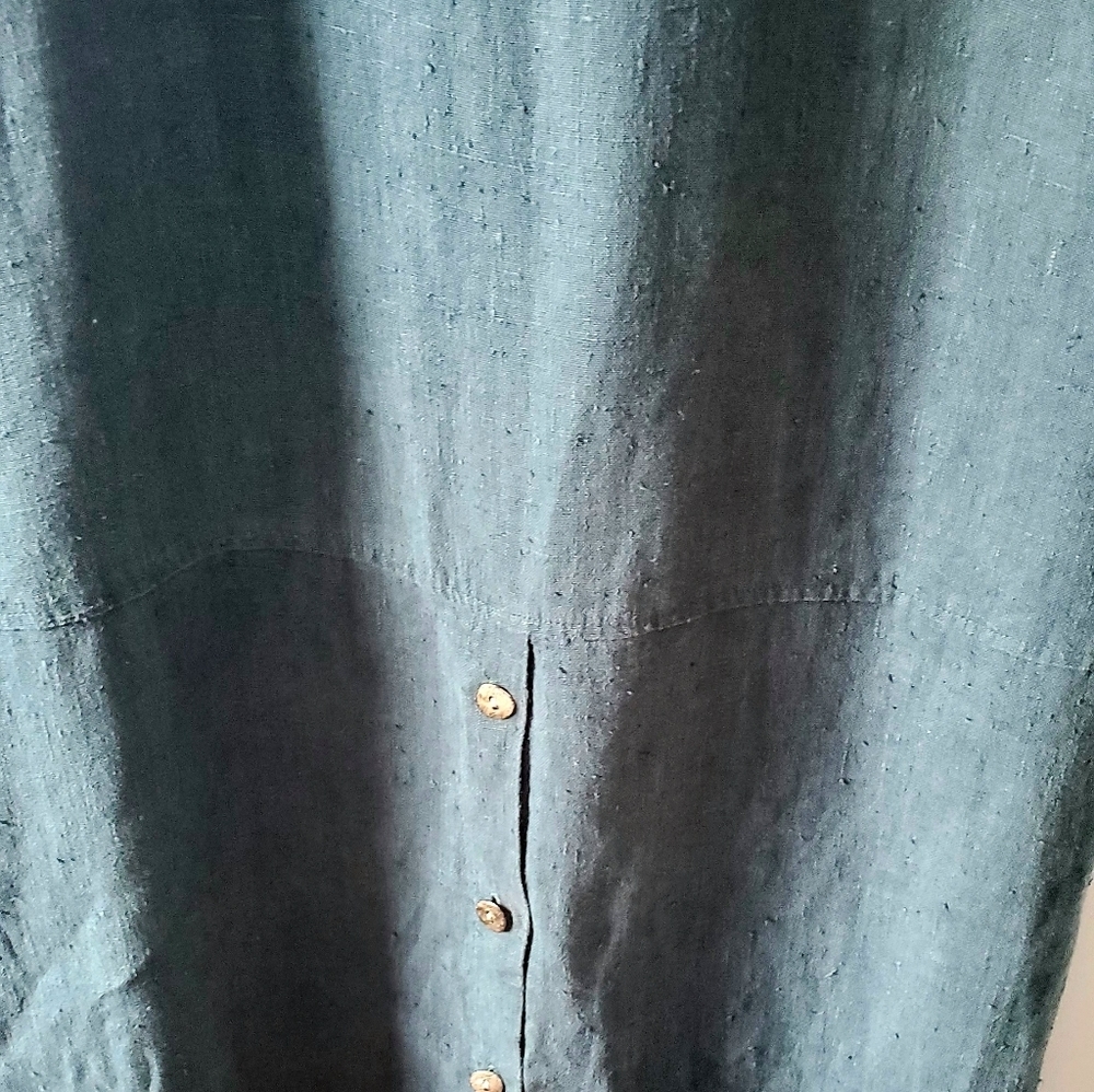 Studio Ease Vintage Linen Maxi Dress With Fall Leaf Stamp Lagon Look - Picture 4 of 7
